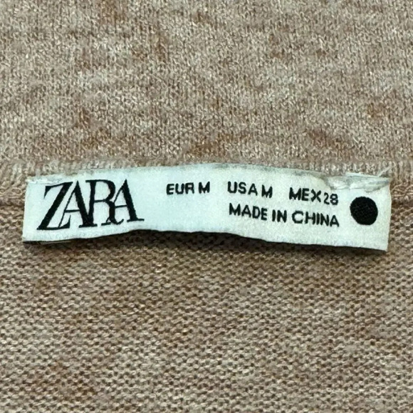 ZARA Woman’s‎ Medium Soft Pink Taupe Cropped Cardigan Sweater - Picture 4 of 6
